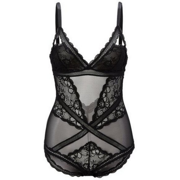 Sam Edelman Black Cutout Lace Bodysuit Medium - Picture 3 of 3